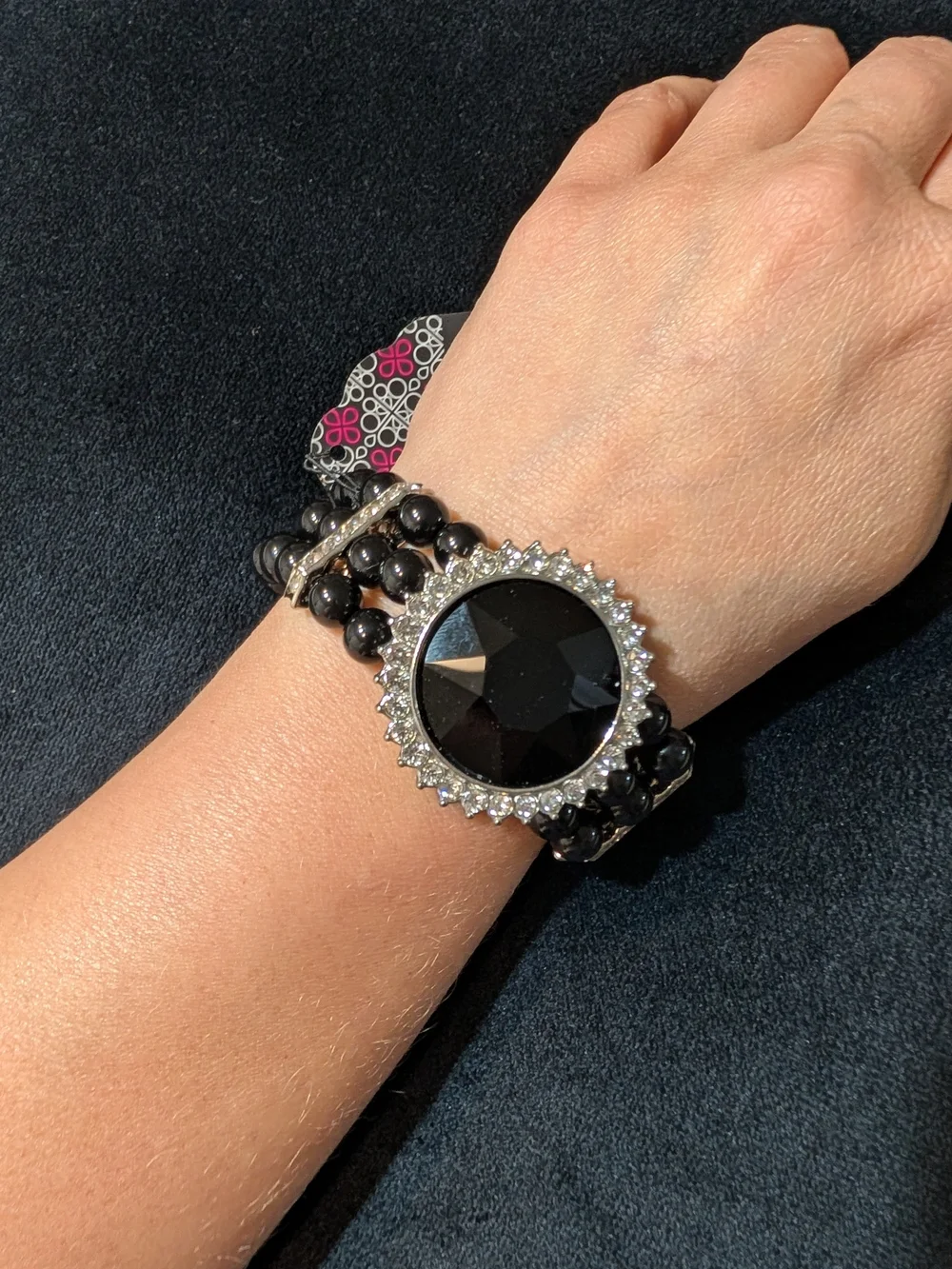paparazzi Black Faceted Center Bracelet with Sparkling Halo